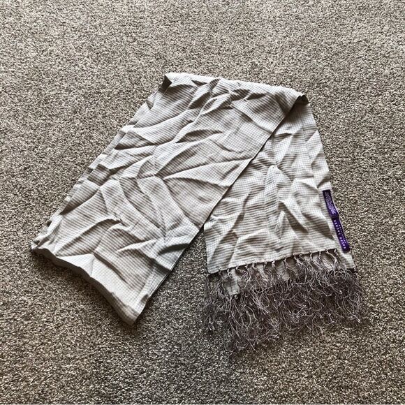 RALPH LAUREN COLLECTION PURPLE LABEL 100% SILK SCARF GRAY - Picture 2 of 7
